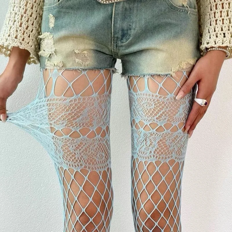 Fishnet Stocking Women - Nieuwe Holle Ontwerp Grijze Panty Goth
