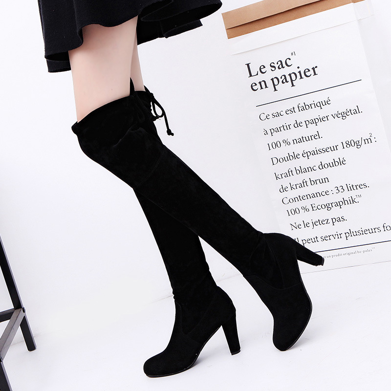 Knee High Sock Women - Dameslaarzen Stretchstof Over de knie Laarzen