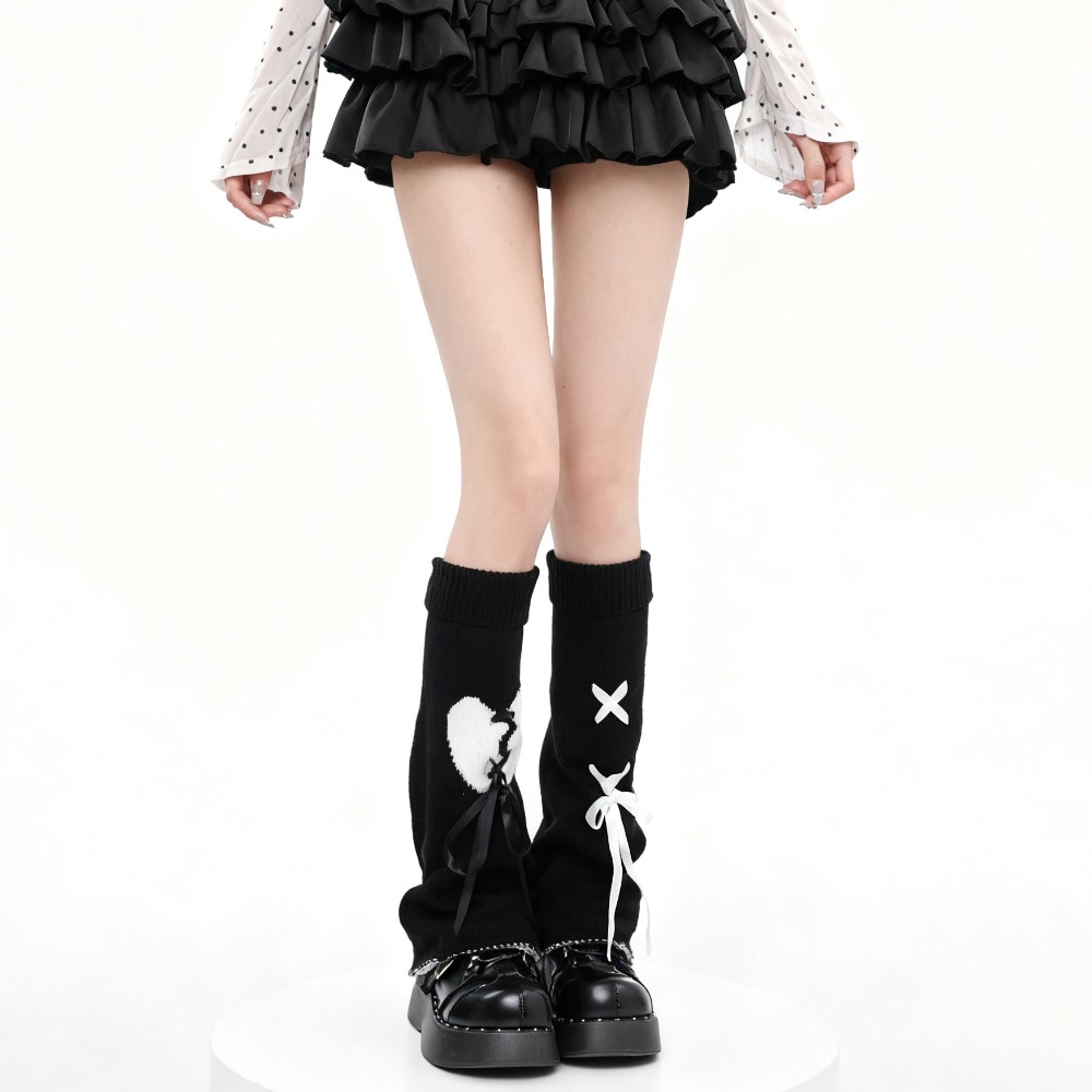 Boot Sock Slouchy - Y2K Hartvormige gebreide wijde beenwarmers voor