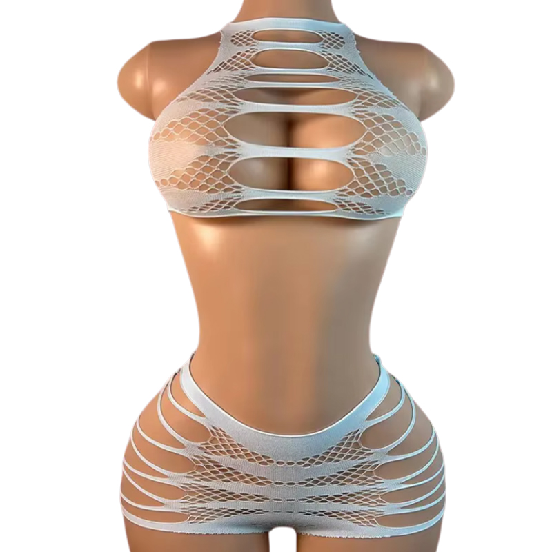 Fishnet Stocking Women - Sexy lingerie + slipje holle damesondergoed