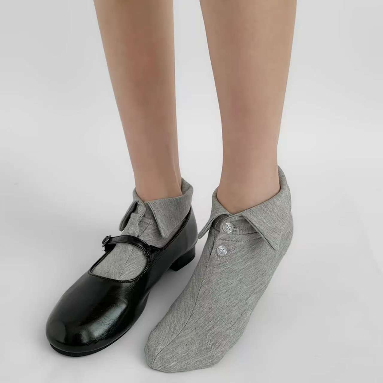 No Show Sock Women - Damesmode Persoonlijkheid Overhemdkraag Knoop Korte sokken
