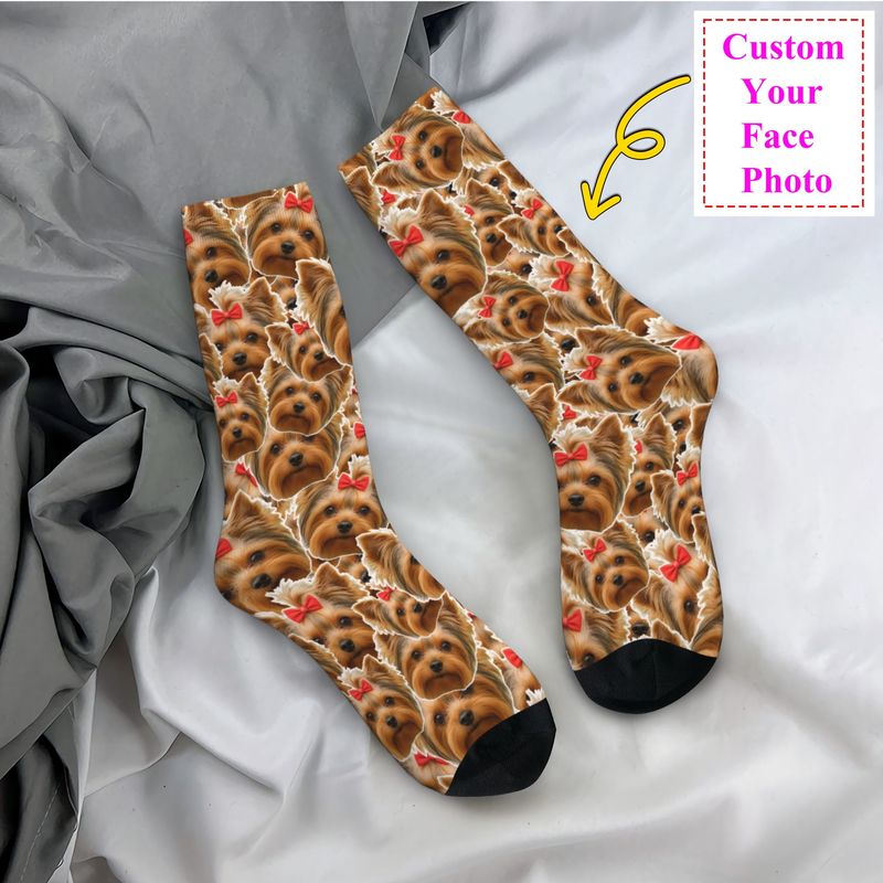 Dress Sock Men - Leuke heren gepersonaliseerde hond gezicht aangepaste