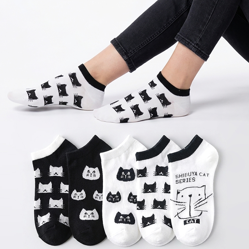 No Show Sock Women - 5 paar damessokken zwart wit kleuren