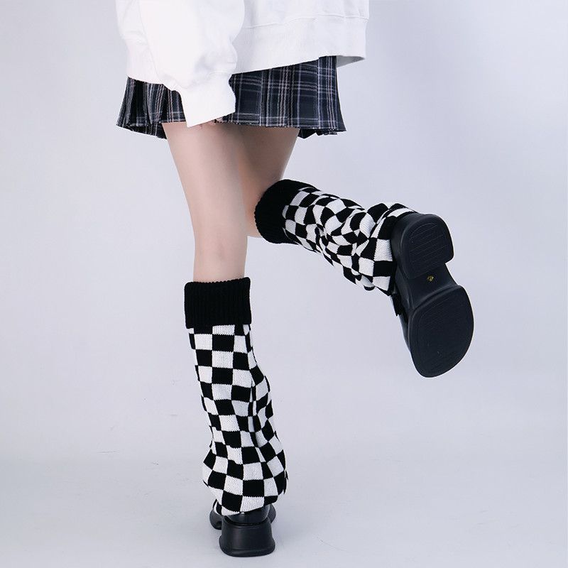 Zwart-wit geruite beenwarmers  - Boot Sock Slouchy recensie en prijs